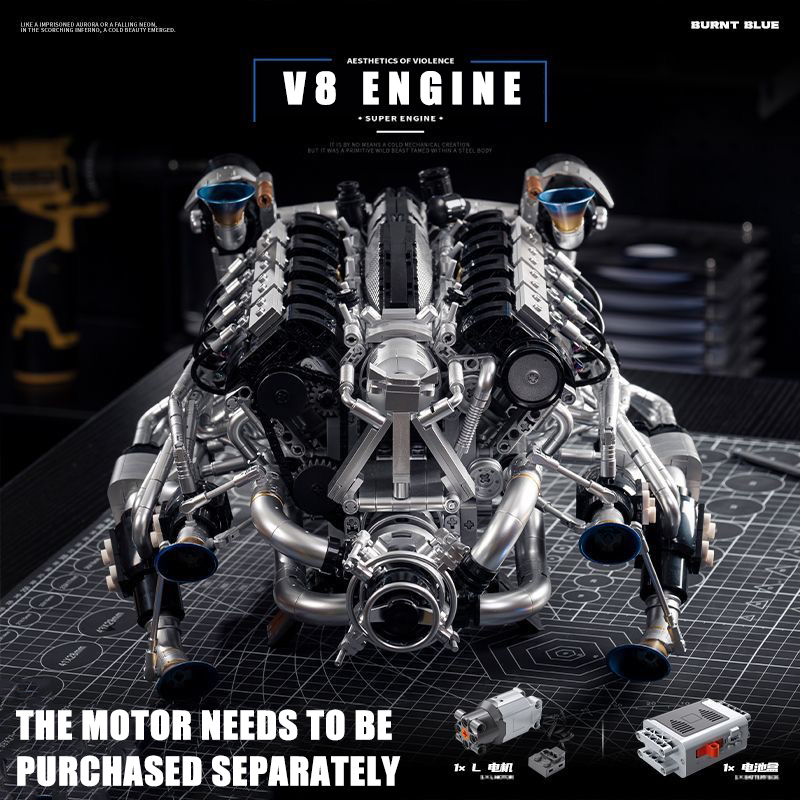 Model Kit V8 Engine - MOC Supercar V8 Motorbausteine-Kit-2773-teiliges Batmobil-Motor-Technologie-Modell Twin-Turbo