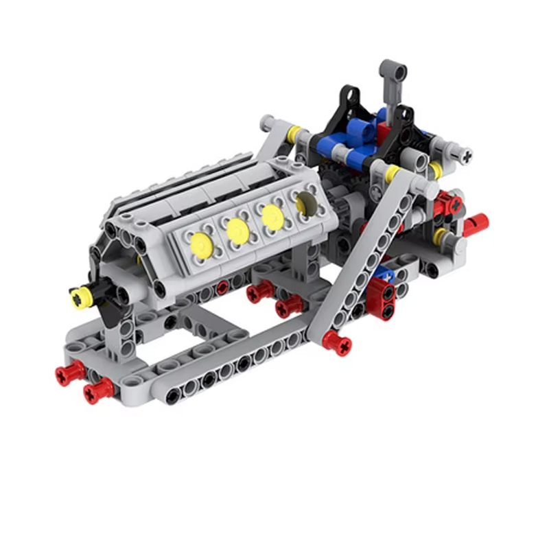 Model Kit V8 Engine - 4-Gang-Getriebe + V8-Motormodell-Bausteinset, Modellbausatz für kleine