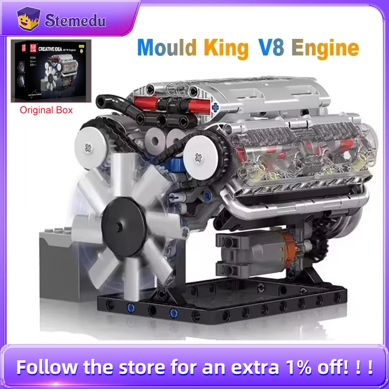 Model Kit V8 Engine - Mould King V8 Motorbausteine-Sets, MOC-Maßstabsgetreuer Modellbausatz