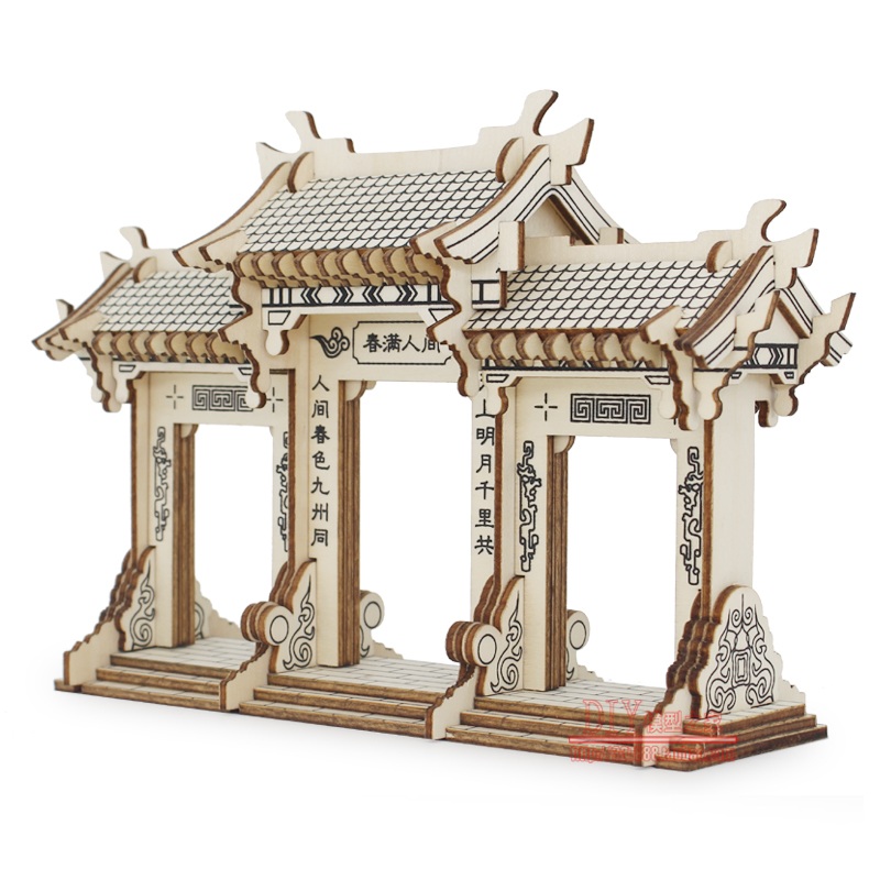 Model Kit Yamato Space - Chinesischer Antiker Torii-Weg Gedenkbogen 3D Holzpuzzle