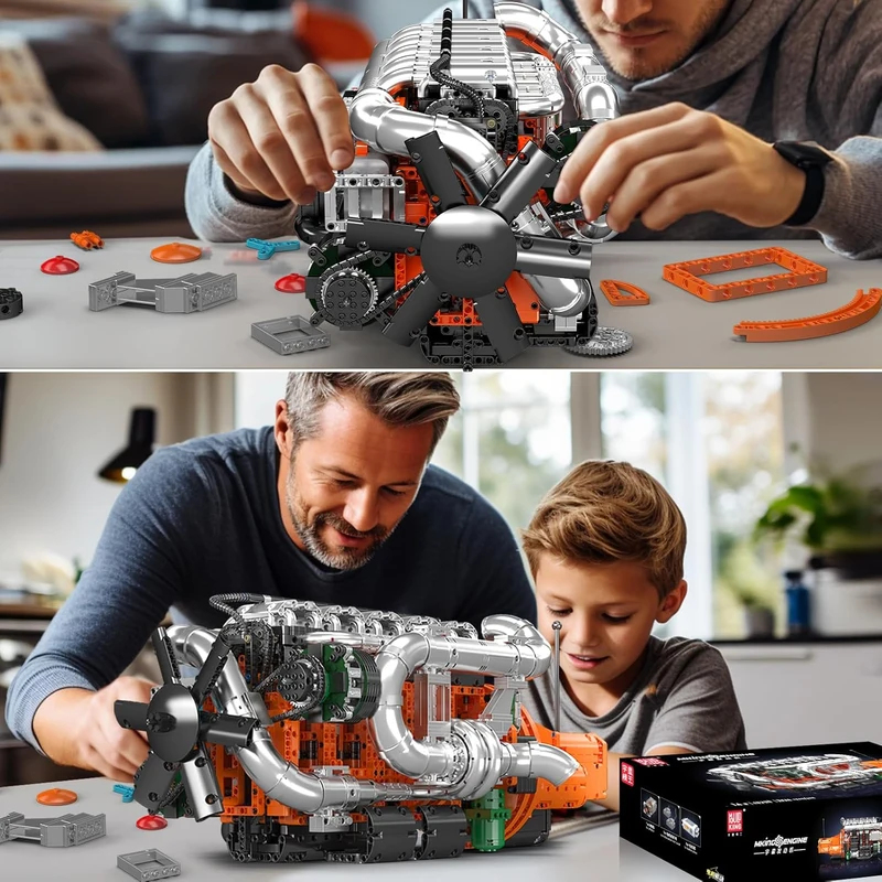 Model Kit V8 Engine - Mould King 10200 V8 Twin-Turbo LKW-Motormodell
