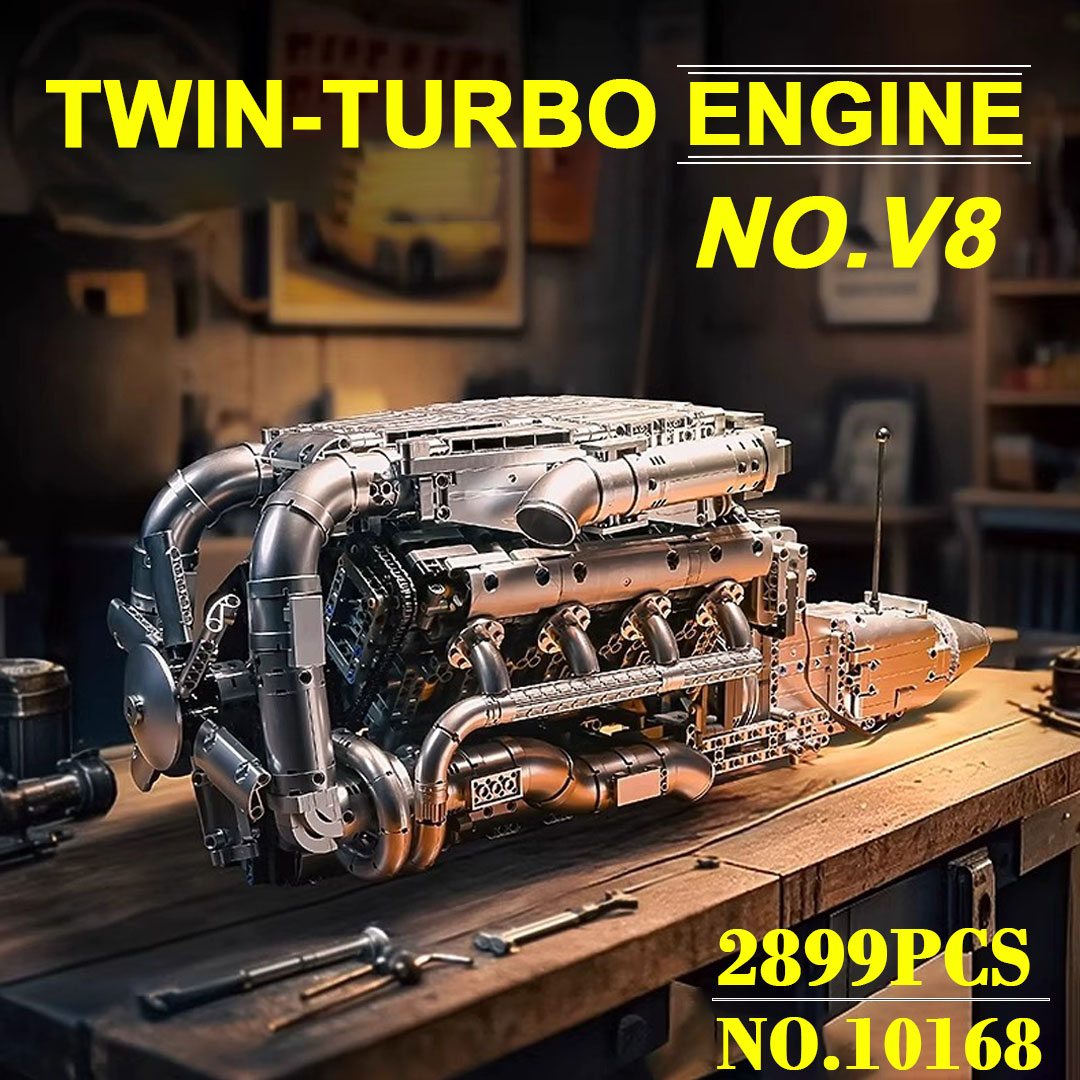 Model Kit V8 Engine - Mould King 10168 V8 Twin Turbo