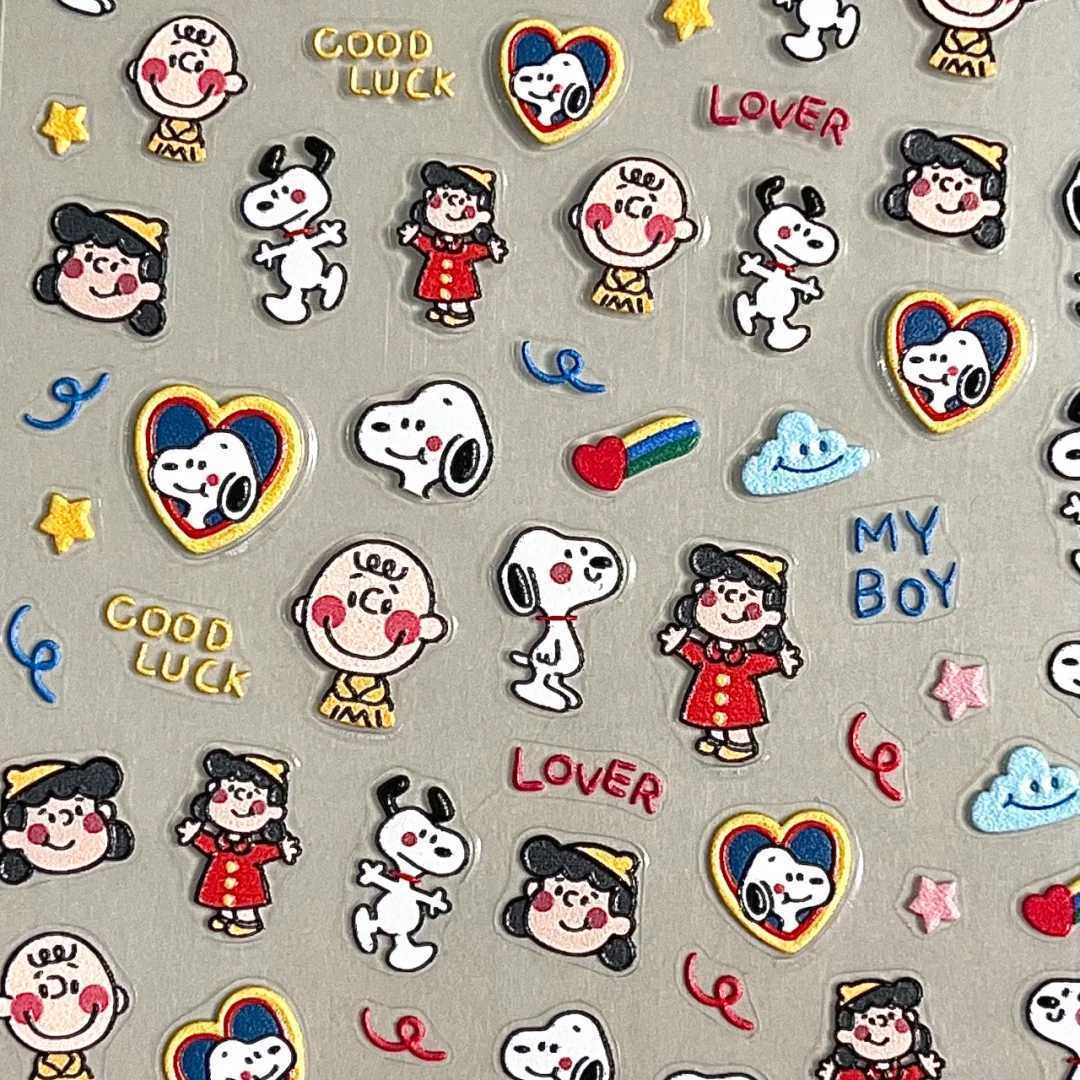 Waterslide Decal Paper - Cartoon Snoopy 3D-Relief-Aufkleber, Niedliche Hunde-Nagelkunst-Sticker, DIY-Ornament