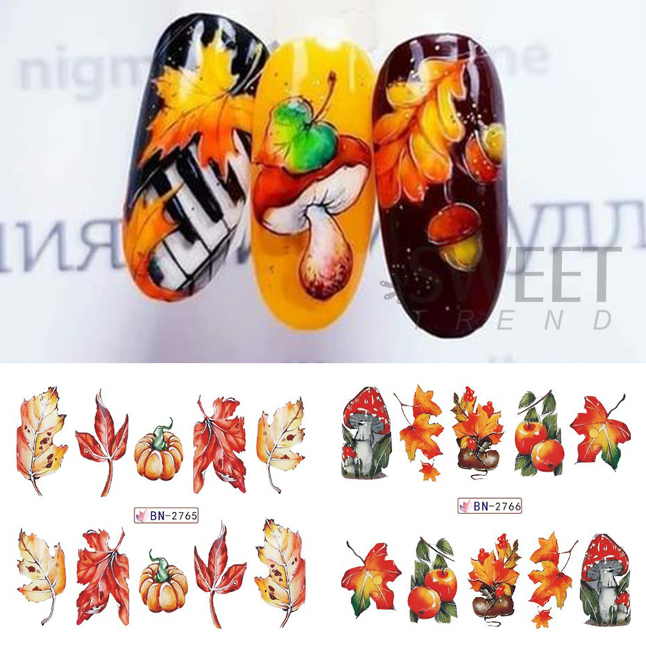 12 stücke Herbst Nagel Aufkleb – Waterslide Decal Paper Bewertung und Preis